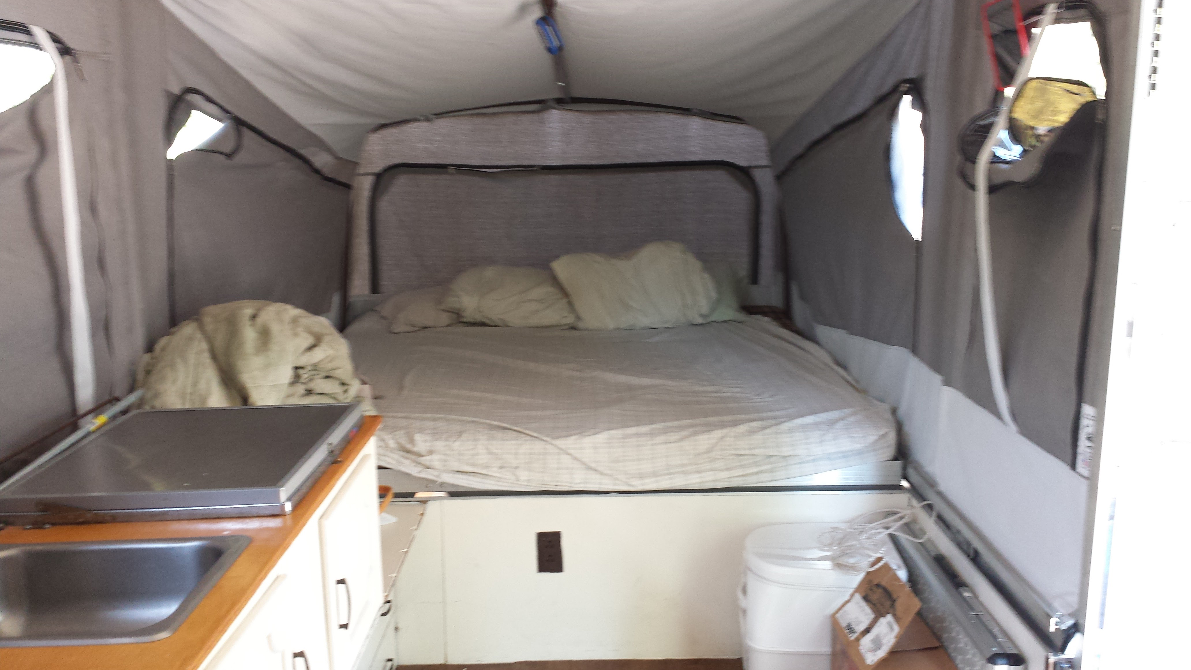 Interior of tent pop-up camper